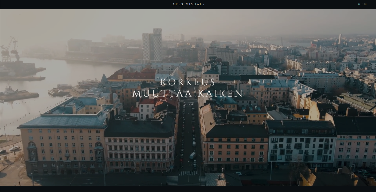 Apex Visuals -sivuston etusivu
