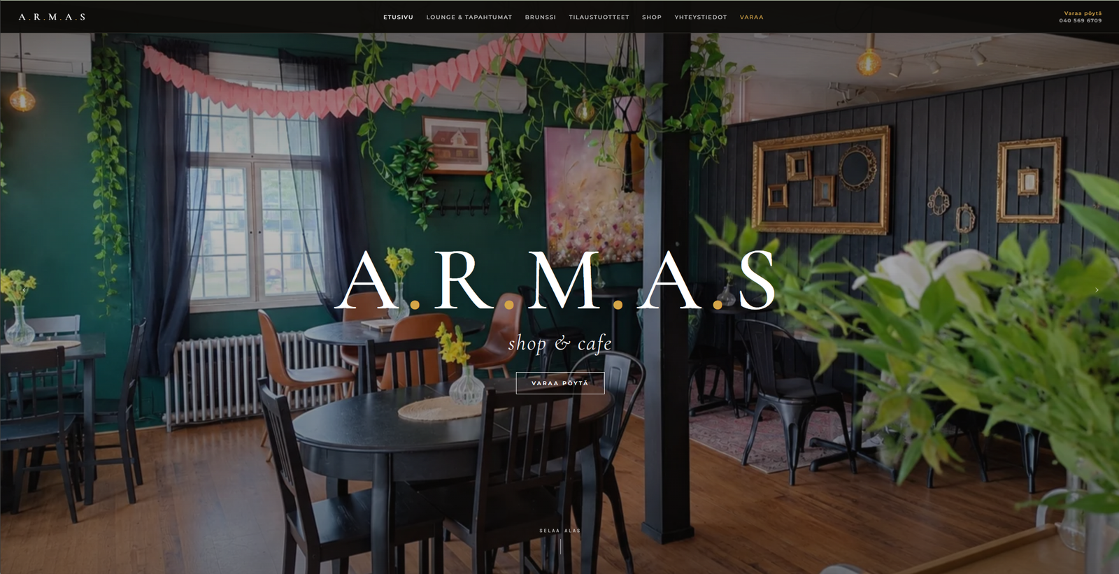 ARMAS shop & cafen sivuston etusivu